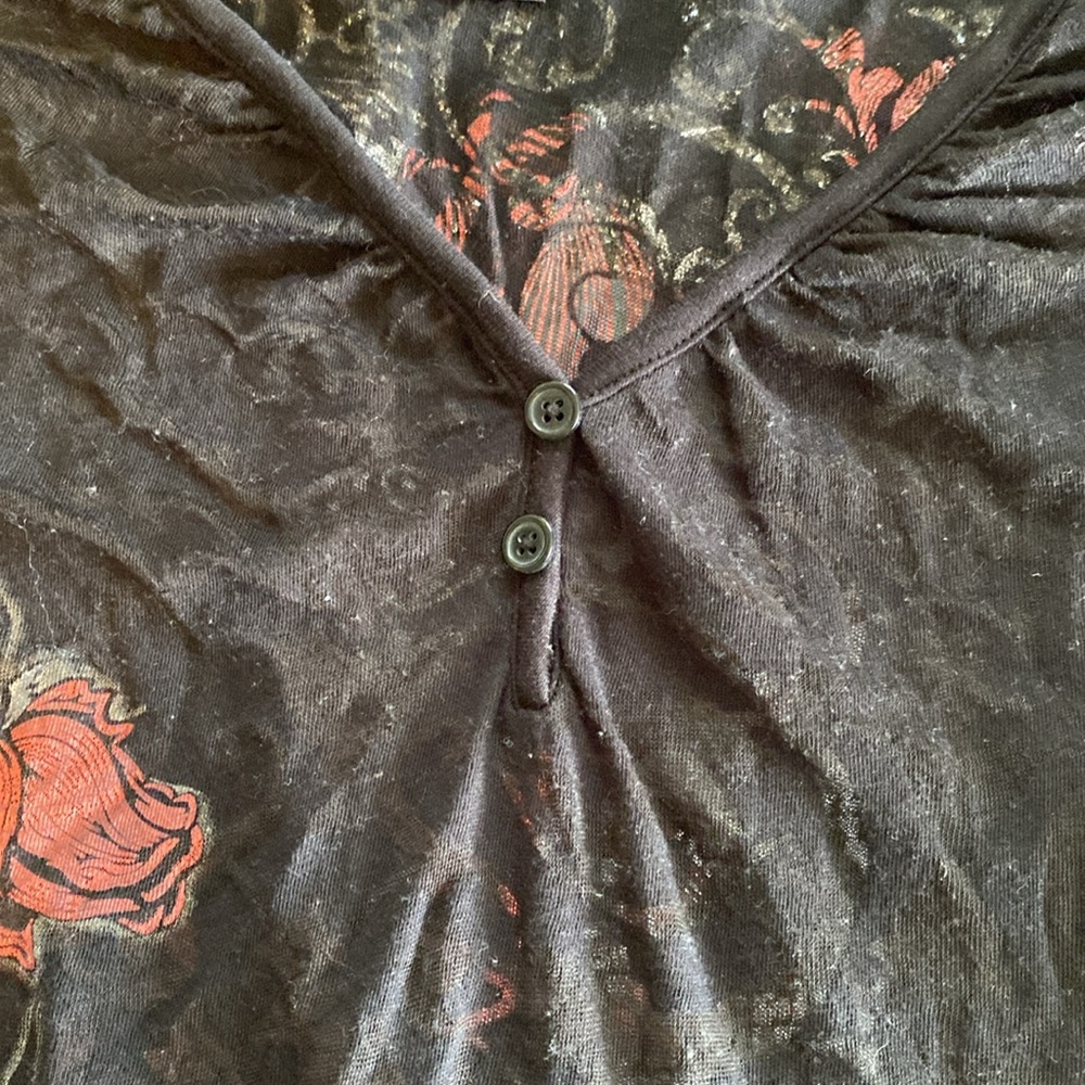 Harley Davidson Black Sheer Cap Sleeve Blouse - Picture 5 of 6